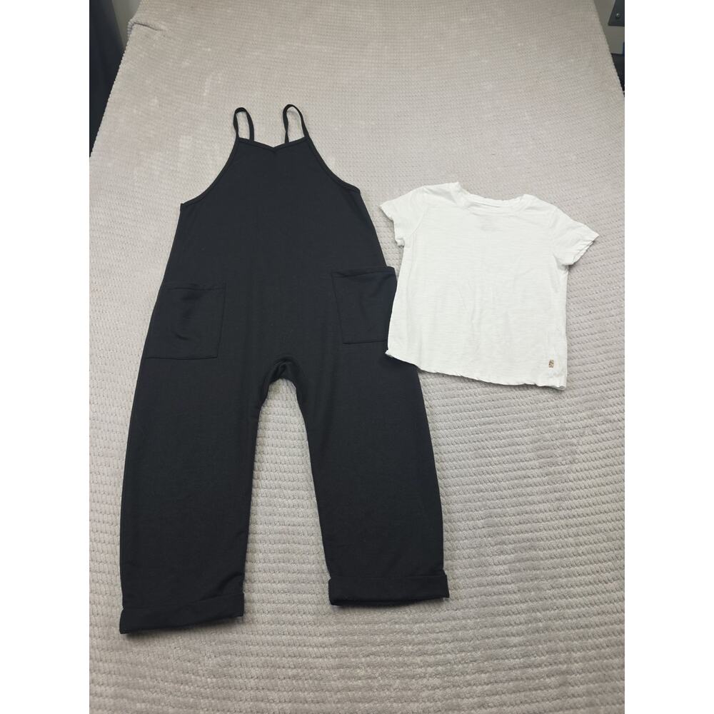 Bear Paw Romper Girls 7/8 Black Slouchy Jumpsuit Pockets